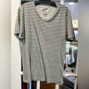 On the Byas Gray Striped Short Sleeve Tee